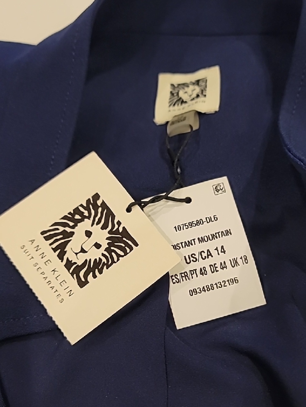Anne Klein Navy Blue Two-Piece Dress Suit 14 - Picture 9 of 16